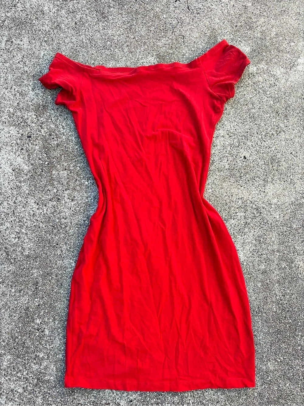 Express Red Ruffle Sleeve Mini Dress Size M